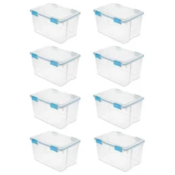 Sterilite 54 Quart Clear Plastic Stackable Storage Container Box Bin With Air Tight Gasket Seal Latching Lid Long Term Organizing Solution -Chic Household Items GUEST 00a8d29c 55e4 45ba 8804 1e740ace1547