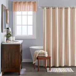 Seersucker Fabric Shower Curtain Taupe - SKL Home