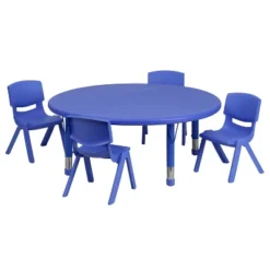 Flash Furniture 45" Round Plastic Height Adjustable Activity Table Set With 4 Chairs -Chic Household Items GUEST 03f29b2d 57c0 40da 82c8 077c619e1dc3