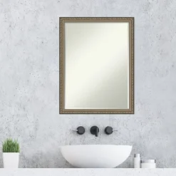 Amanti Art Parisian Silver Petite Bevel Wood Bathroom Wall Mirror 26 X 20 In. -Chic Household Items GUEST 043c224e 783f 48a6 97f9 5e9cfc8a75ea