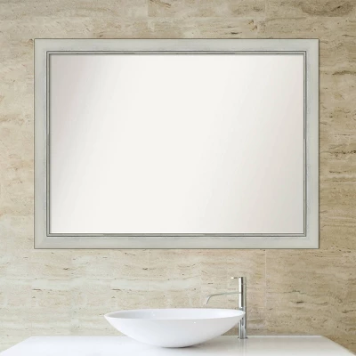 42" X 31" Non-Beveled Flair Patina Bathroom Wall Mirror Silver - Amanti Art 5 42" X 31" Non-Beveled Flair Patina Bathroom Wall Mirror Silver - Amanti Art - Image 5