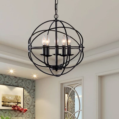 18" X 18" X 14" 5-Light Meila Chandelier Black - Warehouse Of Tiffany 1 18" X 18" X 14" 5-Light Meila Chandelier Black - Warehouse Of Tiffany