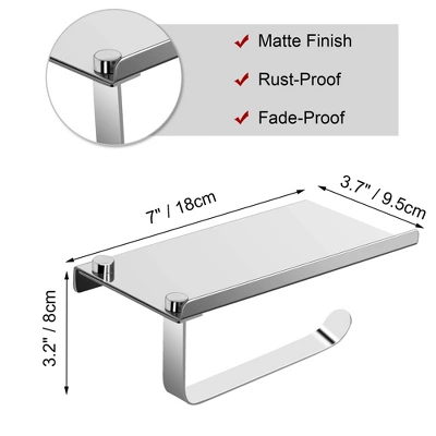 Unique Bargains Toilet Phone Shelf Stainless Steel Tissue Fixed Toilet Paper Holders Silver 1 Pc 5 Unique Bargains Toilet Phone Shelf Stainless Steel Tissue Fixed Toilet Paper Holders Silver 1 Pc - Image 5