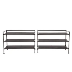 Seville Classics 2pk 3 Tier Stackable Resin Slat Shoe Racks Espresso -Chic Household Items GUEST 06957640 1fee 4e10 a206 560d135e6166