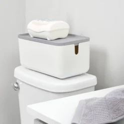 Cade Lidded Storage Bin White/Gray - IDESIGN -Chic Household Items GUEST 0ac705a4 f25b 4d4d 9303 37ac859f0e55