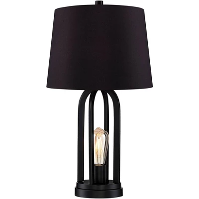 360 Lighting Marcel Industrial Table Lamps 24 1/4" High Set Of 2 With USB Charging Port And Nightlight LED Black Drum Shade For Bedroom Bedside Desk 6 360 Lighting Marcel Industrial Table Lamps 24 1/4" High Set Of 2 With USB Charging Port And Nightlight LED Black Drum Shade For Bedroom Bedside Desk - Image 6