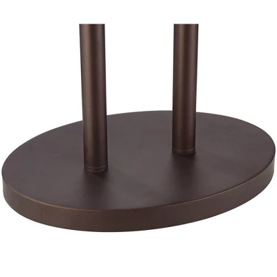 Franklin Iron Works Rustic Industrial Farmhouse Floor Lamps With Tray Table USB Port 62" Tall Set Of 2 Bronze Walnut Linen Shade For Living Room 4 Franklin Iron Works Rustic Industrial Farmhouse Floor Lamps With Tray Table USB Port 62" Tall Set Of 2 Bronze Walnut Linen Shade For Living Room - Image 4