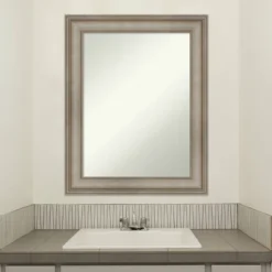 24" X 30" Non-Beveled Mezzanine Antique Narrow Wood Bathroom Wall Mirror Silver - Amanti Art -Chic Household Items GUEST 0e5200fa f48d 43ba 98cd 66705d323d4a