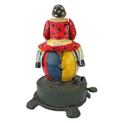 Design Toscano Spinning Acrobat Clown On Globe Authentic Iron Mechanical Bank 2 Design Toscano Spinning Acrobat Clown On Globe Authentic Iron Mechanical Bank - Image 2