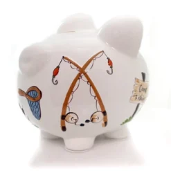 Bank Gone Fishing Pig Bank - One Bank 7.75 Inches - Net Rod Reel Save - 36870 - Ceramic - Multicolored -Chic Household Items GUEST 10fff747 df68 4c22 aa0a 9a9b82458ab6