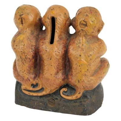 Design Toscano Speak No, See No, Hear No Evil Monkeys Still Action Die-Cast Iron Coin Bank 3 Design Toscano Speak No, See No, Hear No Evil Monkeys Still Action Die-Cast Iron Coin Bank - Image 3