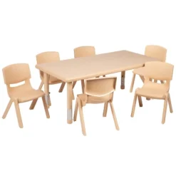 Flash Furniture 24"W X 48"L Rectangular Plastic Height Adjustable Activity Table Set With 6 Chairs 21 Flash Furniture 24"W X 48"L Rectangular Plastic Height Adjustable Activity Table Set With 6 Chairs -Chic Household Items GUEST 152e16ac 087a 4bb9 bfdd f934b24f833d 1