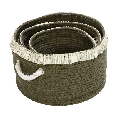 Honey-Can-Do Set Of 3 Cotton Rope Baskets Olive 2 Honey-Can-Do Set Of 3 Cotton Rope Baskets Olive - Image 2