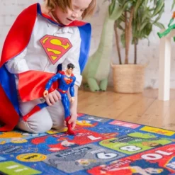 KC CUBS | Justice League Boys & Girls Kids Hopscotch Number Counting Educational Learning & Game Nursery Bedroom Classroom Rug Carpet, 2' 7" X 6' 0" -Chic Household Items GUEST 1e94a378 e78a 4200 8e7b 077be373247d