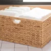 Vintiquewise Foldable Natural Water Hyacinth Storage Bin, Large
