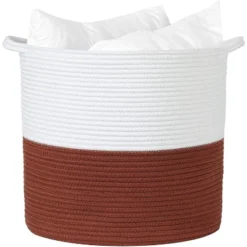 Midlee Rust & White Rope Toys Basket