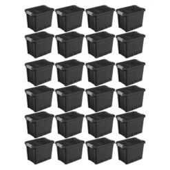 Sterilite 7.5 Gallon Stackable Rugged Industrial Storage Tote Containers With Gray Latching Clip Lids For Garage, Attic, Or Worksite, Black 12 Sterilite 7.5 Gallon Stackable Rugged Industrial Storage Tote Containers With Gray Latching Clip Lids For Garage, Attic, Or Worksite, Black -Chic Household Items GUEST 2198853a abb5 414c a32d c62543895bda