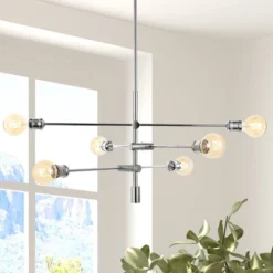 36" 6-Light Atlas Modern Vintage Iron Arm-Adjustable LED Chandelier Chrome - JONATHAN Y 12 36" 6-Light Atlas Modern Vintage Iron Arm-Adjustable LED Chandelier Chrome - JONATHAN Y -Chic Household Items GUEST 21f3b3cb 57b2 4698 93a7 02daaaae30bb