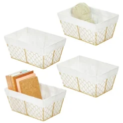 MDesign Medium Chicken Wire Storage Basket, Fabric Liner 13 MDesign Medium Chicken Wire Storage Basket, Fabric Liner -Chic Household Items GUEST 220ce73b af76 45ce bc6a 248854a02f79