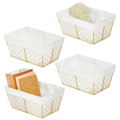 MDesign Medium Chicken Wire Storage Basket, Fabric Liner 6 MDesign Medium Chicken Wire Storage Basket, Fabric Liner - Image 6