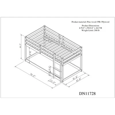 Twin Size Loft Bed With Safety Rail And Ladder-ModernLuxe 5 Twin Size Loft Bed With Safety Rail And Ladder-ModernLuxe - Image 5