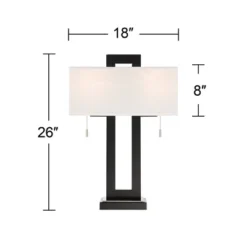 360 Lighting Neil Modern Rustic Table Lamp 26" High Black Metal With USB Charging Port White Rectangular Shade For Bedroom Living Room Bedside Desk -Chic Household Items GUEST 249b76df c4e3 4773 8e38 002a6115fa7e