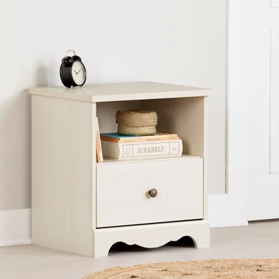 Lyara 1 Drawer Nightstand White Wash - South Shore 1 Lyara 1 Drawer Nightstand White Wash - South Shore
