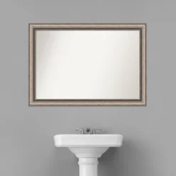 40" X 28" Non-Beveled Lyla Ornate Bathroom Wall Mirror Silver - Amanti Art -Chic Household Items GUEST 2c292c86 4285 4be0 b034 dbe302af5358