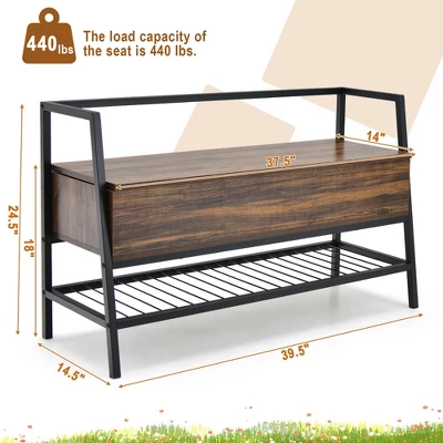 Costway Industrial Shoe Bench Rack Organizer WithPremium Gas Lift & Hidden Storage Box 2 Costway Industrial Shoe Bench Rack Organizer WithPremium Gas Lift & Hidden Storage Box - Image 2