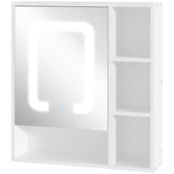 Kleankin LED Light Medicine Cabinet With Mirror Door, Wall-Mounted Bathroom Vanity Organizer With Dimmer Touch Switch, And USB Charge, White 7 Kleankin LED Light Medicine Cabinet With Mirror Door, Wall-Mounted Bathroom Vanity Organizer With Dimmer Touch Switch, And USB Charge, White -Chic Household Items GUEST 313f48ad ff3f 4652 b241 533ee92bea8e