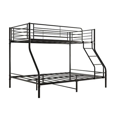 Twin-Over-Full Metal Bunk Bed With Ladder And Enhanced Upper-Level Guardrail, Black-ModernLuxe 4 Twin-Over-Full Metal Bunk Bed With Ladder And Enhanced Upper-Level Guardrail, Black-ModernLuxe - Image 4