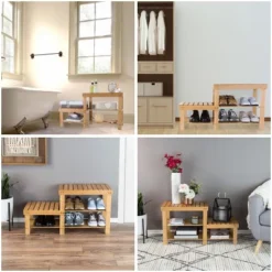 Hastings Home 2-Tier Bamboo Shoe Rack And Bench -Chic Household Items GUEST 367d84ec dae2 4b87 a7f3 4a8e0ef2c612