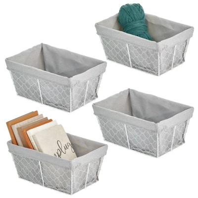 MDesign Medium Chicken Wire Storage Basket, Fabric Liner 8 MDesign Medium Chicken Wire Storage Basket, Fabric Liner - Image 8