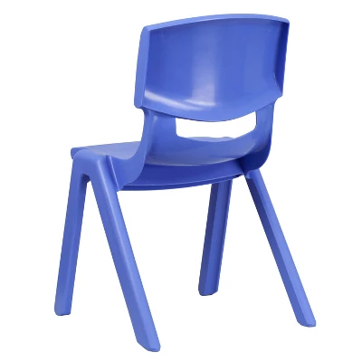 Emma And Oliver 4 Pack Blue Plastic Stack School Chair With 15.5"H Seat, 3rd-7th School Chair 6 Emma And Oliver 4 Pack Blue Plastic Stack School Chair With 15.5"H Seat, 3rd-7th School Chair - Image 6