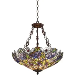 Robert Louis Tiffany Bronze Pendant Chandelier 22" Wide Rustic Floral Garden Stained Glass 3-Light Fixture For Dining Room House Foyer Kitchen Island 13 Robert Louis Tiffany Bronze Pendant Chandelier 22" Wide Rustic Floral Garden Stained Glass 3-Light Fixture For Dining Room House Foyer Kitchen Island -Chic Household Items GUEST 3b52fb14 5bd9 4880 91fa 5110f5c3d38d