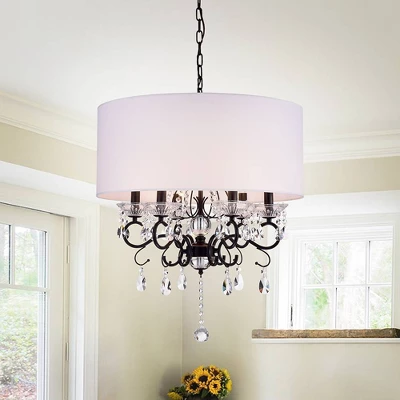 25" X 25" X 13" 6-Light Ninian Chandelier Black - Warehouse Of Tiffany 1 25" X 25" X 13" 6-Light Ninian Chandelier Black - Warehouse Of Tiffany