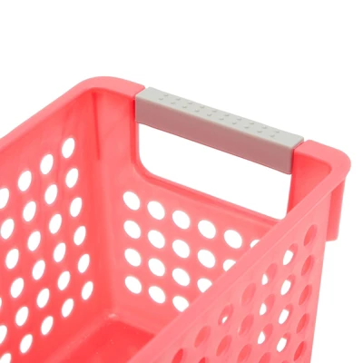 Farmlyn Creek 4 Pack Plastic Storage Baskets Bins With Handles For Shelves, Closet Organizer, 4 Colors 4 Farmlyn Creek 4 Pack Plastic Storage Baskets Bins With Handles For Shelves, Closet Organizer, 4 Colors - Image 4