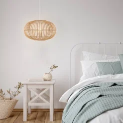 17.5" 1-Light Leo Farmhouse Coastal Rattan LED Pendant Brown - JONATHAN Y -Chic Household Items GUEST 3eae18ef f2d5 4b83 bab0 2c3c93816ce5