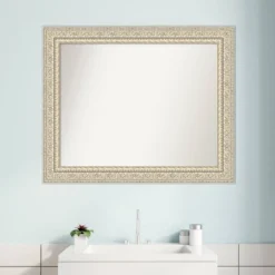 34" X 28" Non-Beveled Fair Baroque Wood Bathroom Wall Mirror Cream - Amanti Art -Chic Household Items GUEST 3f4d3d05 e35d 4d06 afcc 3a42592ad6f5