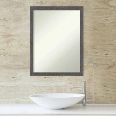 20" X 26" Non-Beveled Pinstripe Plank Gray Thin Bathroom Wall Mirror - Amanti Art 4 20" X 26" Non-Beveled Pinstripe Plank Gray Thin Bathroom Wall Mirror - Amanti Art - Image 4