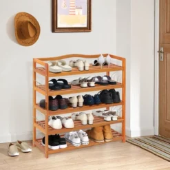 Costway 5-Tier Wood Shoe Rack Freestanding Large Shoe Storage Organizer Heavy-duty -Chic Household Items GUEST 4182999e 90ec 4cb7 a407 3567f71a6798