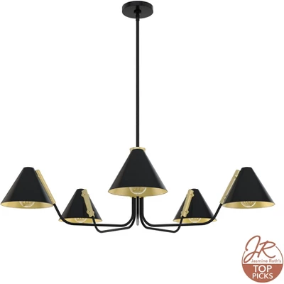 5-Light Grove Isle Chandelier Matte Black - Hunter Fan 1 5-Light Grove Isle Chandelier Matte Black - Hunter Fan
