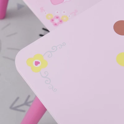 Qaba 3-Piece Kids Wooden Table And Chair Set With Crown Pattern Gift For Girls Toddlers Arts Reading Writing Age 2-4 Years Pink 4 Qaba 3-Piece Kids Wooden Table And Chair Set With Crown Pattern Gift For Girls Toddlers Arts Reading Writing Age 2-4 Years Pink - Image 4