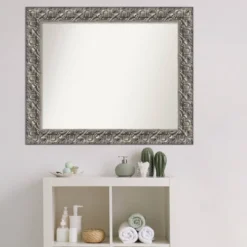 34" X 28" Non-Beveled Silver Luxor Wood Bathroom Wall Mirror - Amanti Art -Chic Household Items GUEST 47b187c3 8b29 47ee ac7c f8124c4d7094