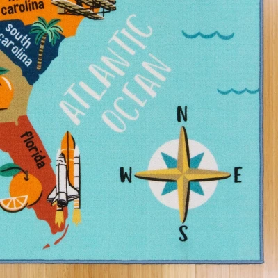 6'6"x9'6" Teach Me Education USA Map Blue - Gertmenian 1 6'6"x9'6" Teach Me Education USA Map Blue - Gertmenian