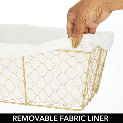 MDesign Medium Chicken Wire Storage Basket, Fabric Liner 2 MDesign Medium Chicken Wire Storage Basket, Fabric Liner - Image 2