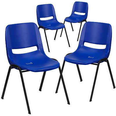 Flash Furniture 4 Pack HERCULES Series 440 Lb. Capacity Kid's Ergonomic Shell Stack Chair With 14" Seat Height 4 Flash Furniture 4 Pack HERCULES Series 440 Lb. Capacity Kid's Ergonomic Shell Stack Chair With 14" Seat Height - Image 4