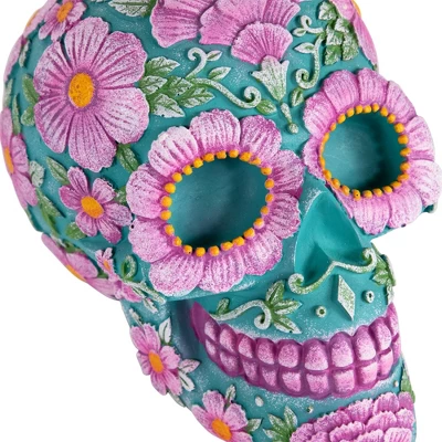 Northlight 7.75" Blue And Pink Day Of The Dead Skull Coin Bank 6 Northlight 7.75" Blue And Pink Day Of The Dead Skull Coin Bank - Image 6