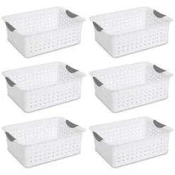 Sterilite Ultra Ventilated Open Top Plastic Storage Organizer Basket With Gray Contoured Carrying Handles -Chic Household Items GUEST 572db26e 526a 40d7 ad67 8fbcf035d85d