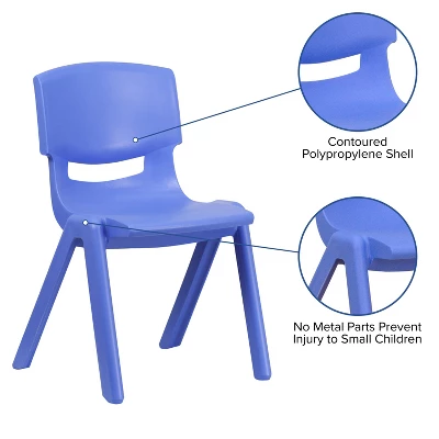 Emma And Oliver 4 Pack Blue Plastic Stack School Chair With 15.5"H Seat, 3rd-7th School Chair 2 Emma And Oliver 4 Pack Blue Plastic Stack School Chair With 15.5"H Seat, 3rd-7th School Chair - Image 2